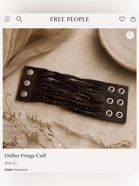 Free People Espresso Fringed Snap Cuff Bracelet